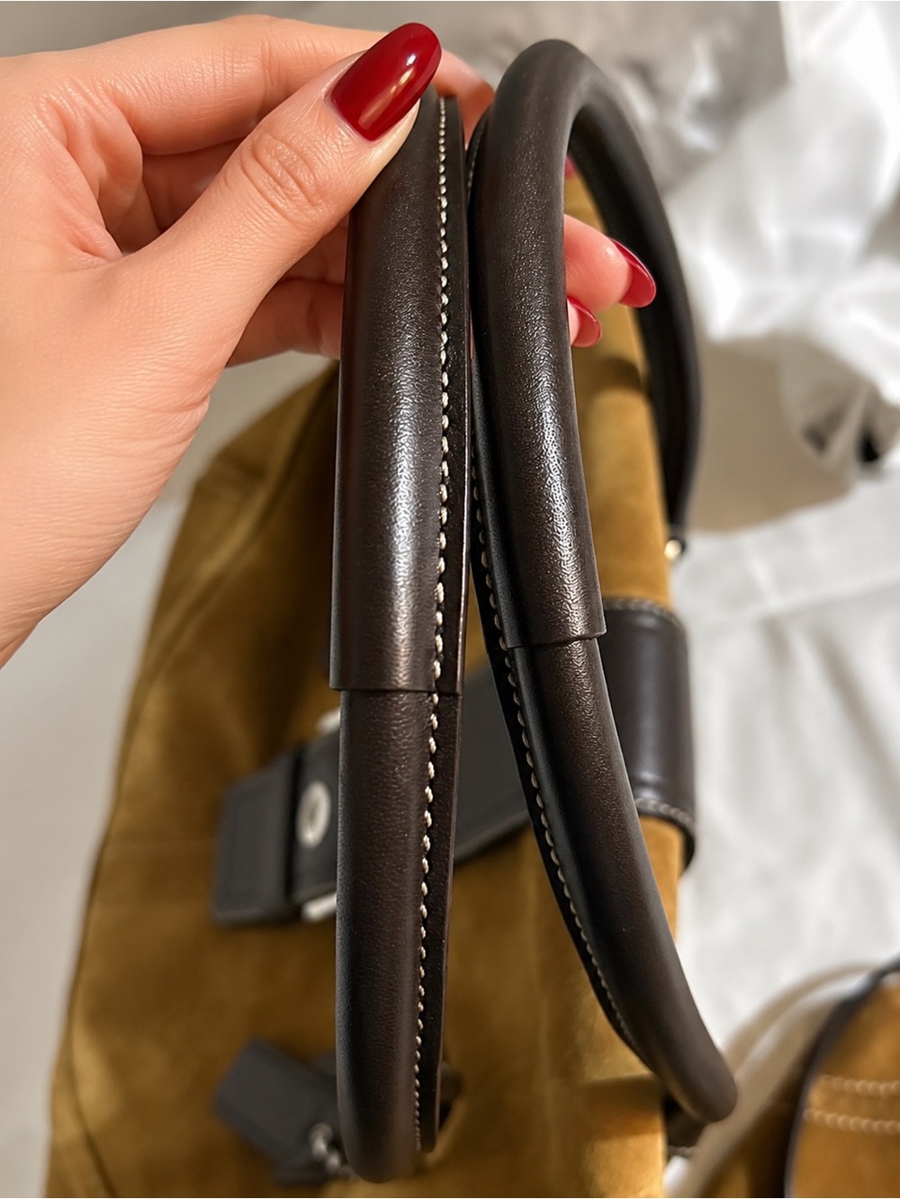 Coach Suede SoHo Flap Satchel Handbag in Caramel Brown - Picture 6 of 16